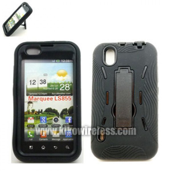 Wholesale LG Marquee LS855 Armor Hybrid Case with Stand (BlackBlack)